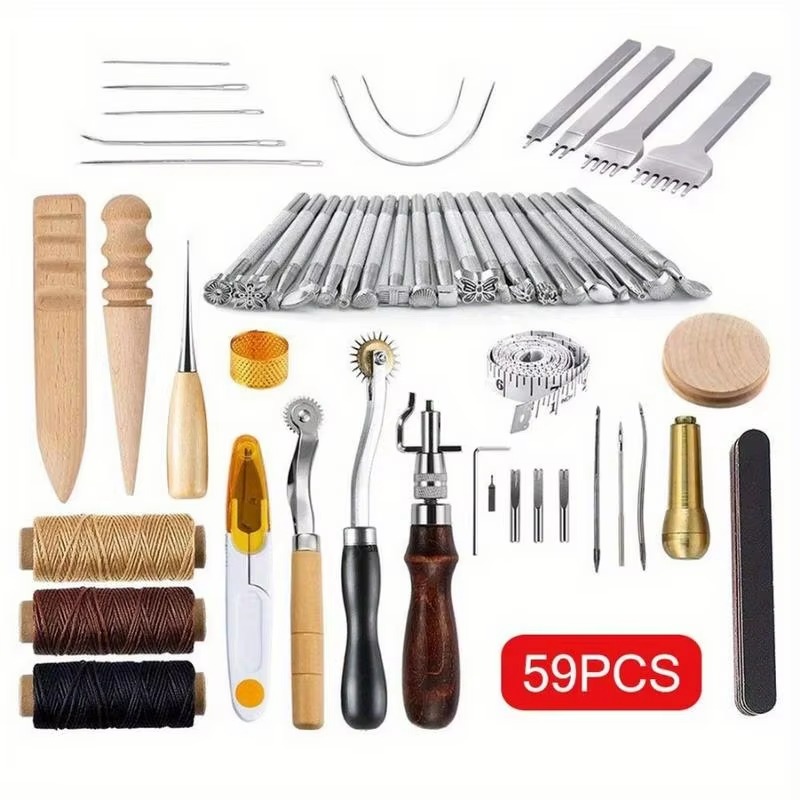 59PCS Leather Craft Set Hand T - Groover Stitching Tool recension och pris