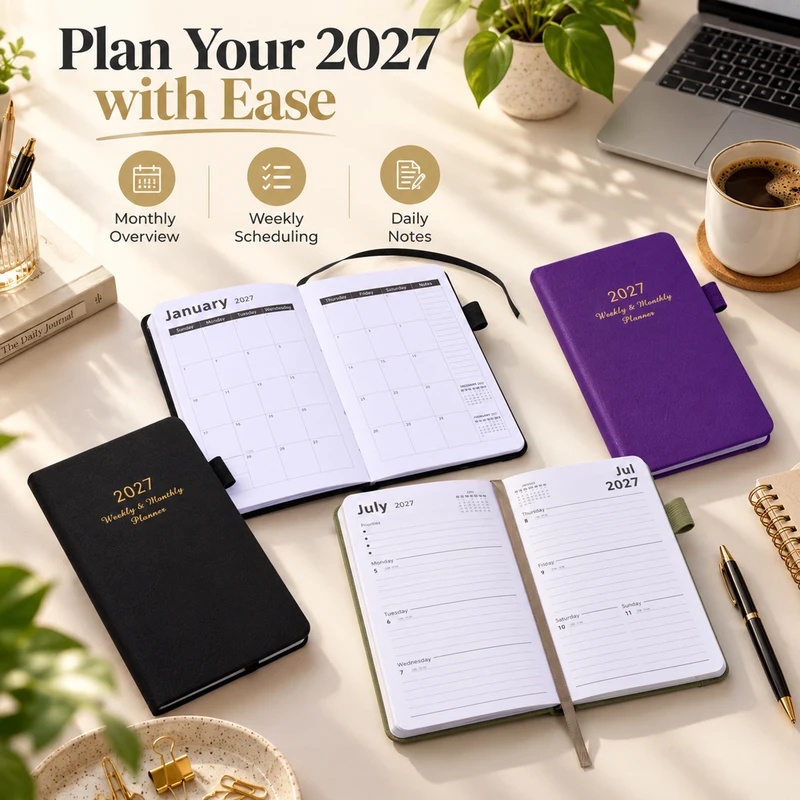 2027 Weekly & Monthly Planner, - Leather Work Diary Covers recension och pris